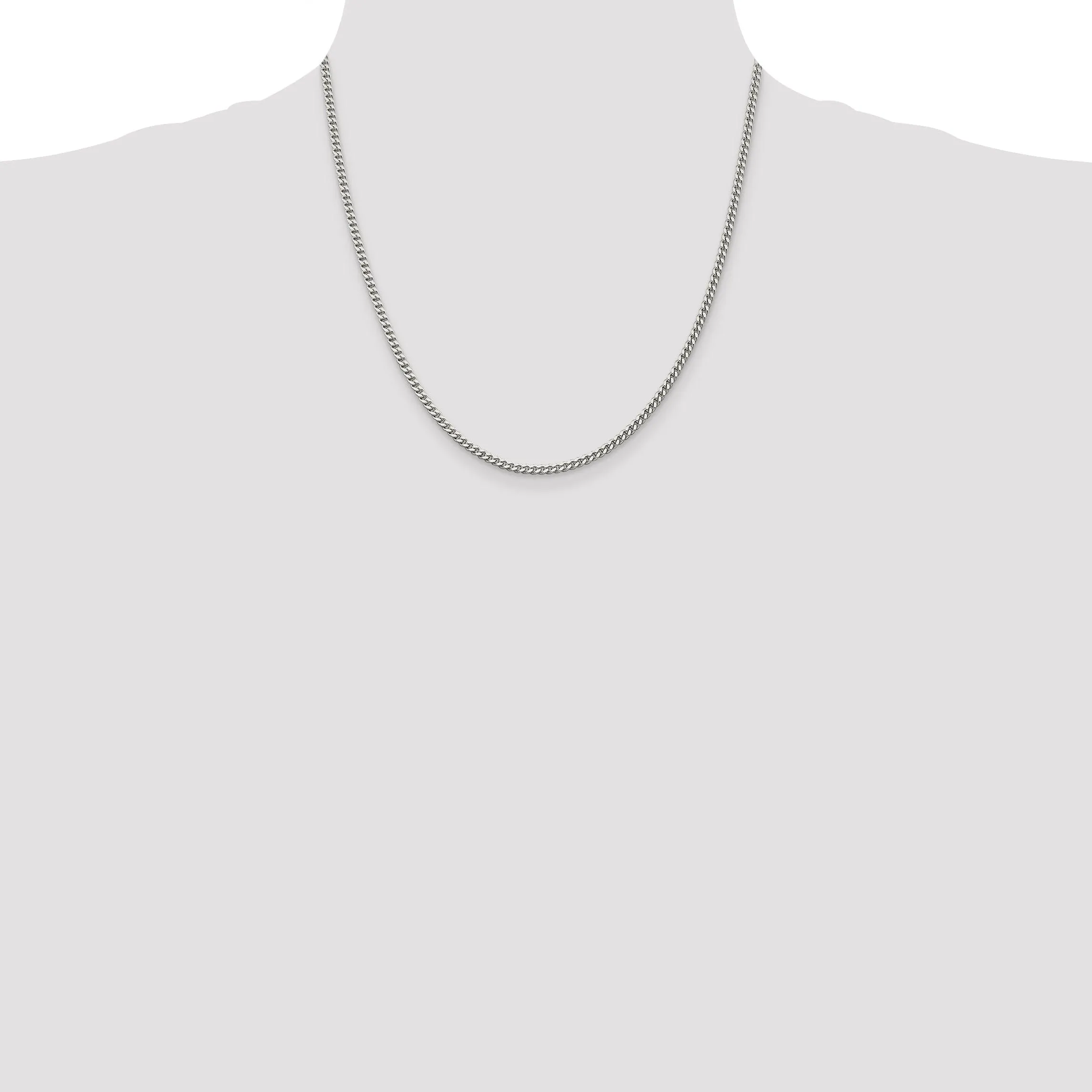 Silver Polished 3.00-mm Solid Curb Link Chain