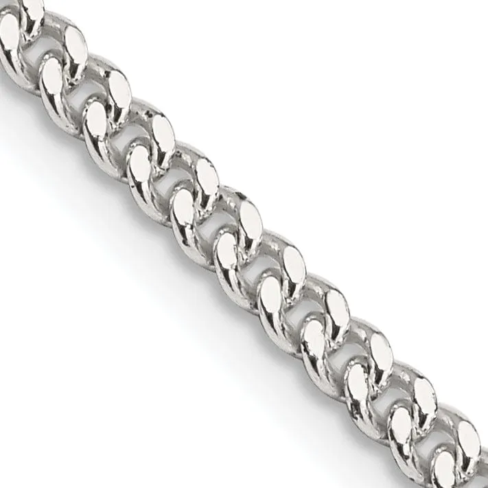 Silver Polished 3.00-mm Solid Curb Link Chain