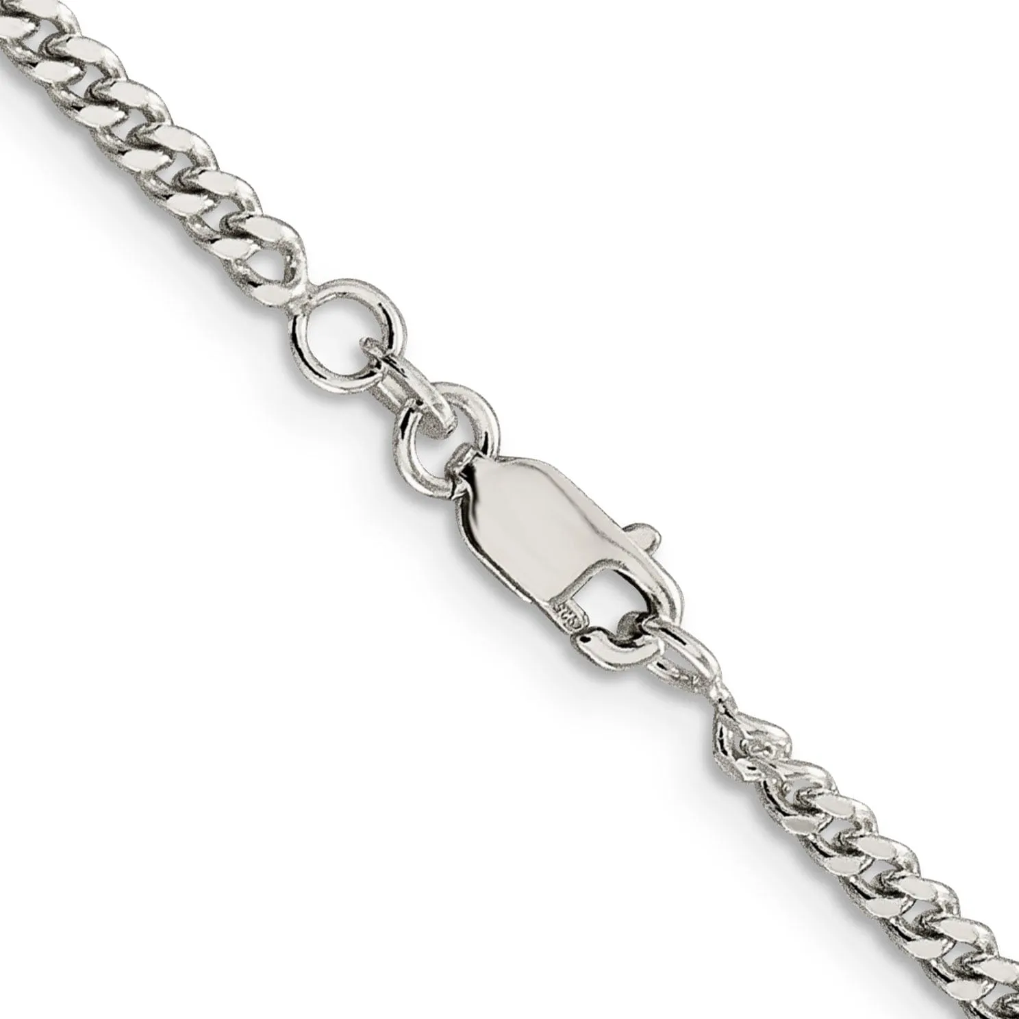 Silver Polished 3.00-mm Solid Curb Link Chain