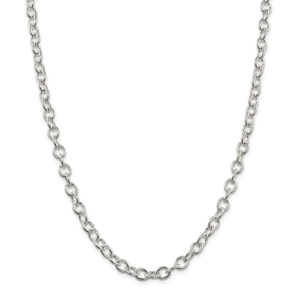 Silver Polished 6.80-mm Oval Cable chain