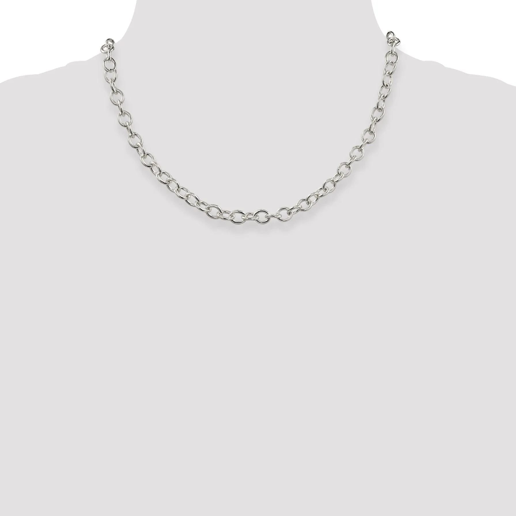 Silver Polished 6.80-mm Oval Cable chain