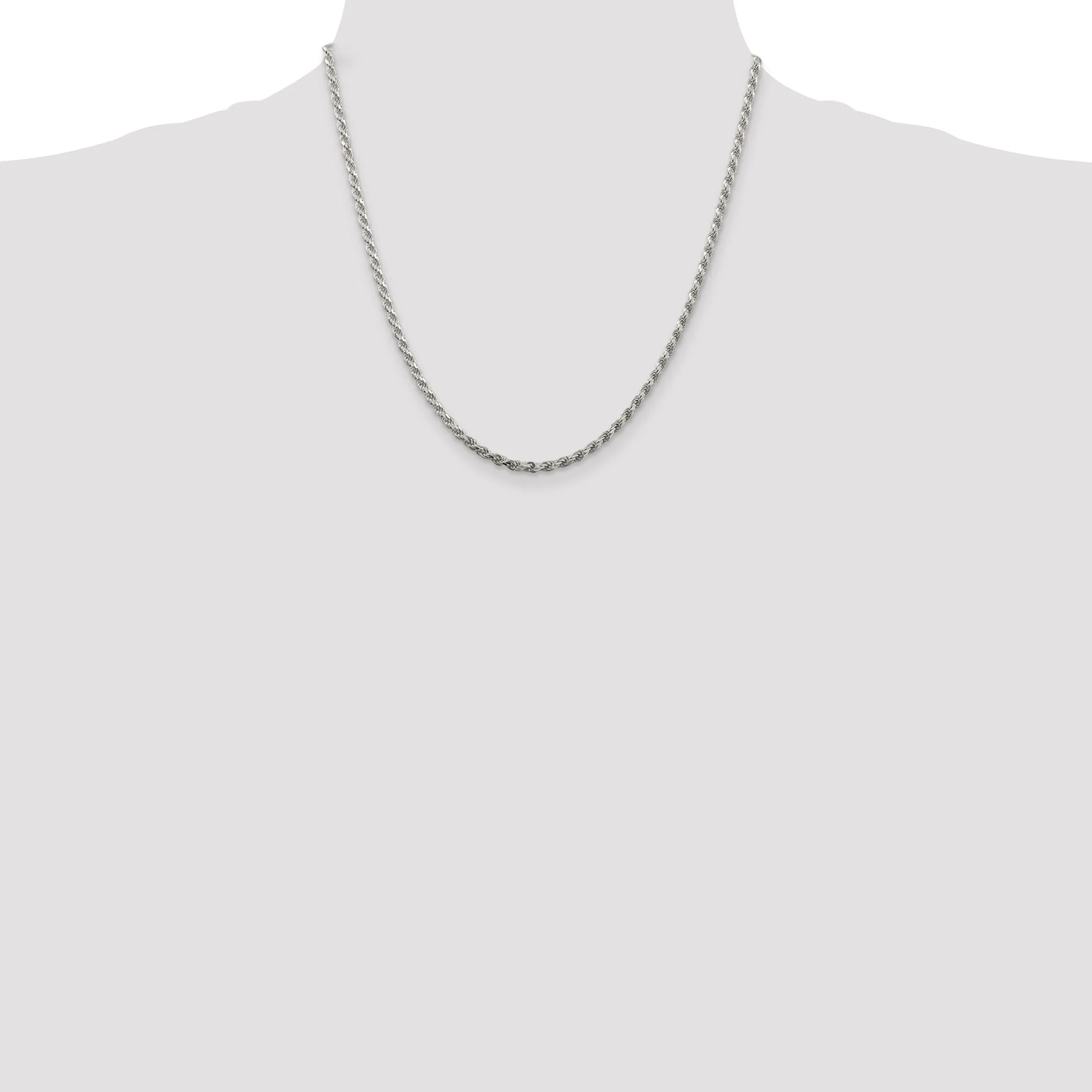 Silver Polished D.C 2.75-mm Solid Rope Chain