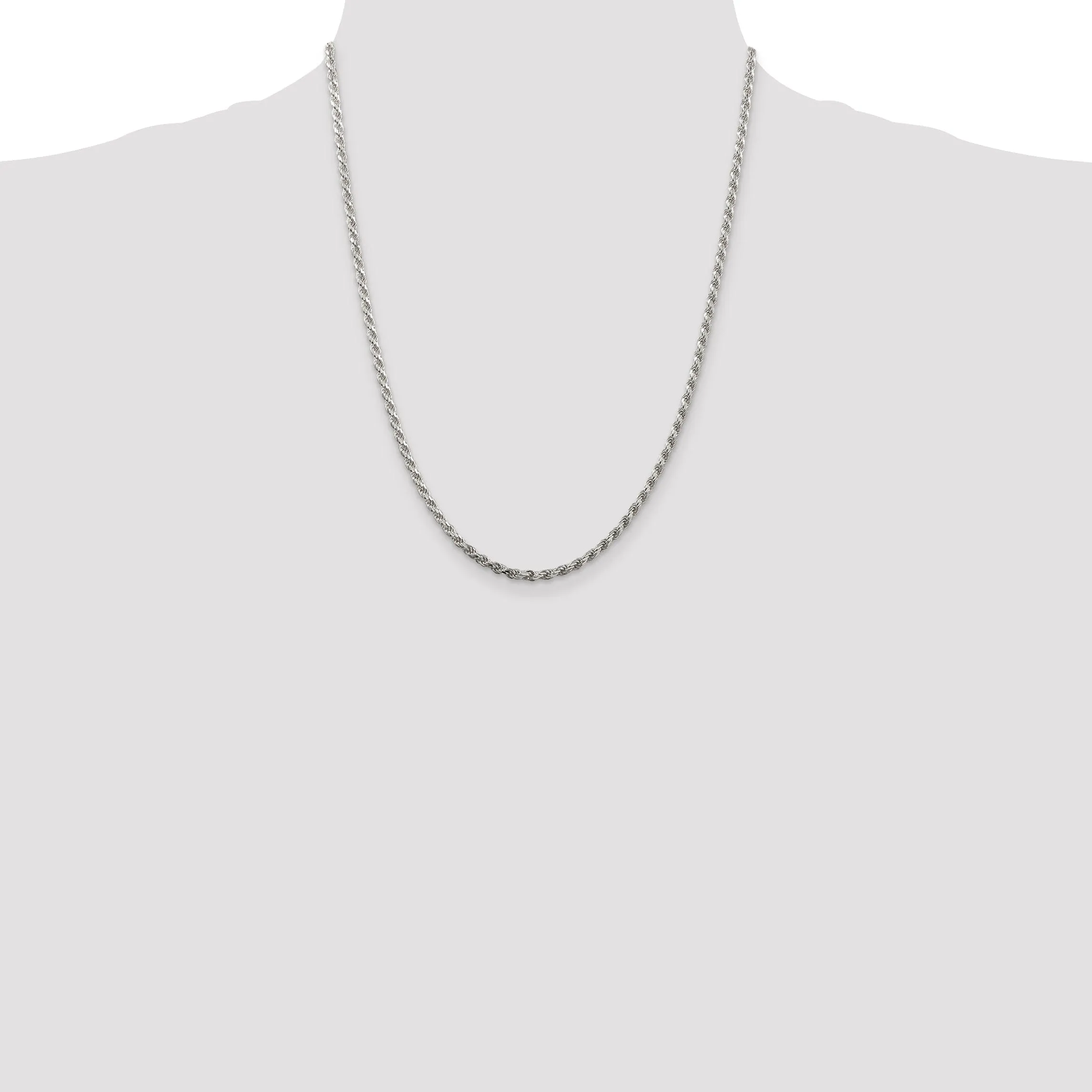 Silver Polished D.C 2.75-mm Solid Rope Chain
