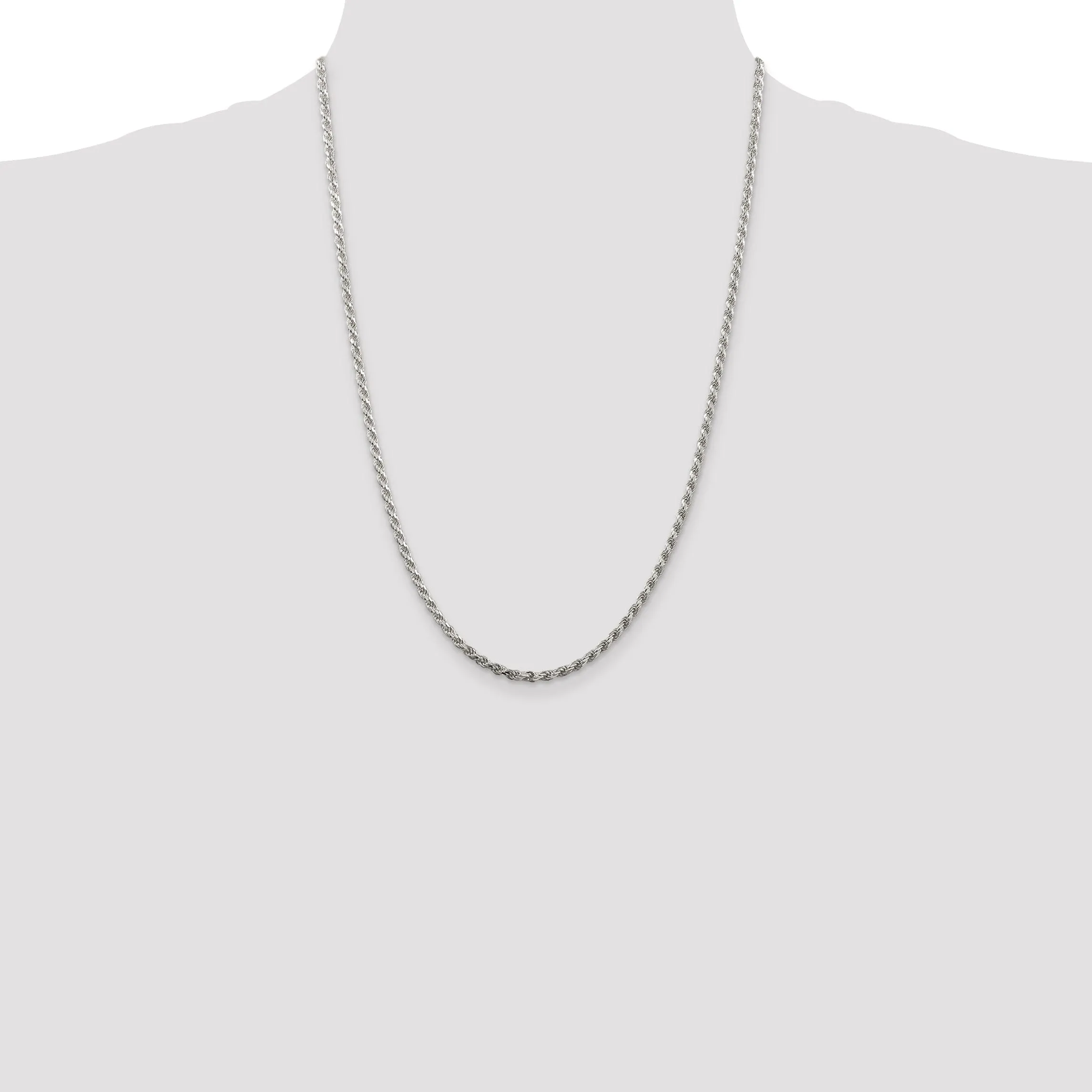 Silver Polished D.C 2.75-mm Solid Rope Chain