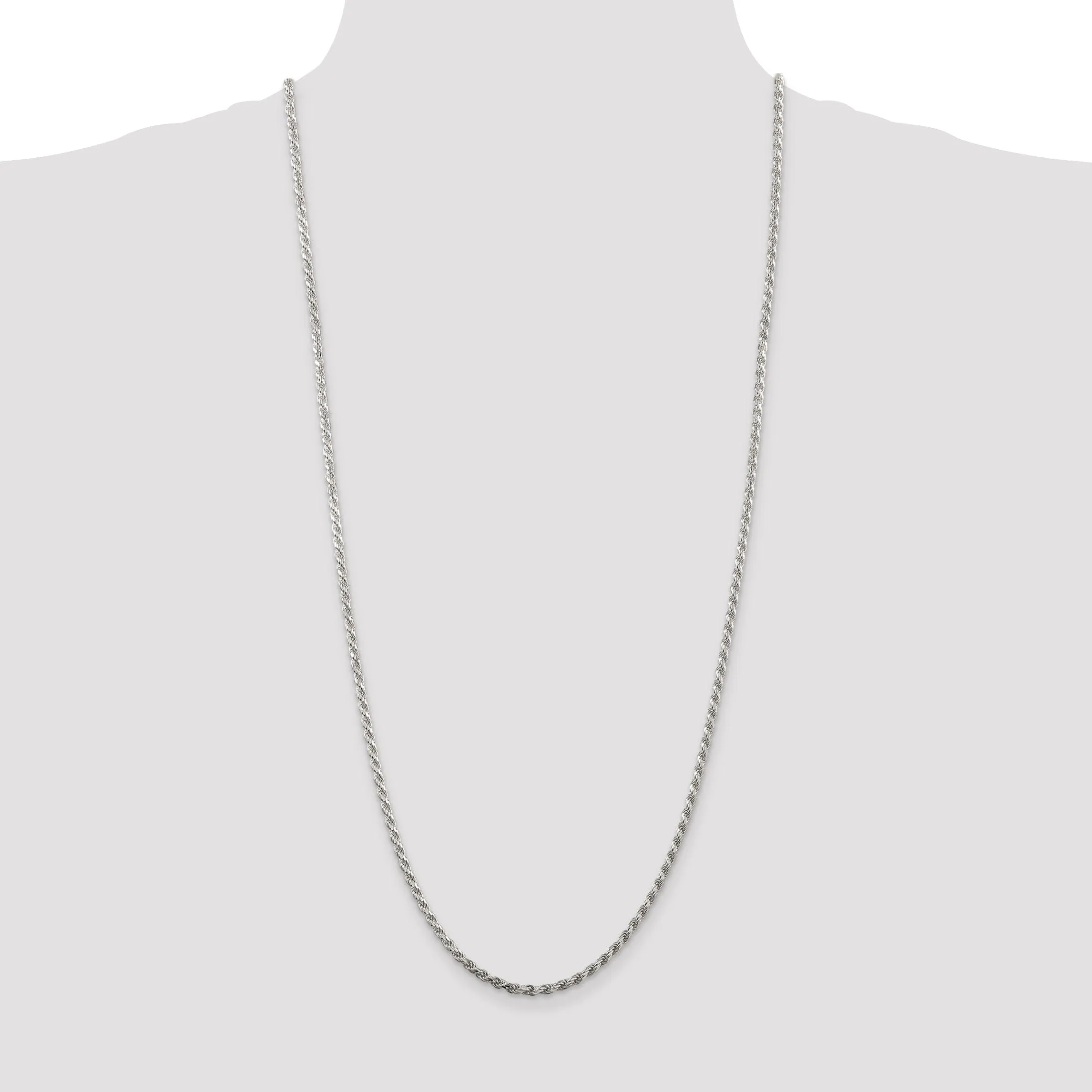 Silver Polished D.C 2.75-mm Solid Rope Chain
