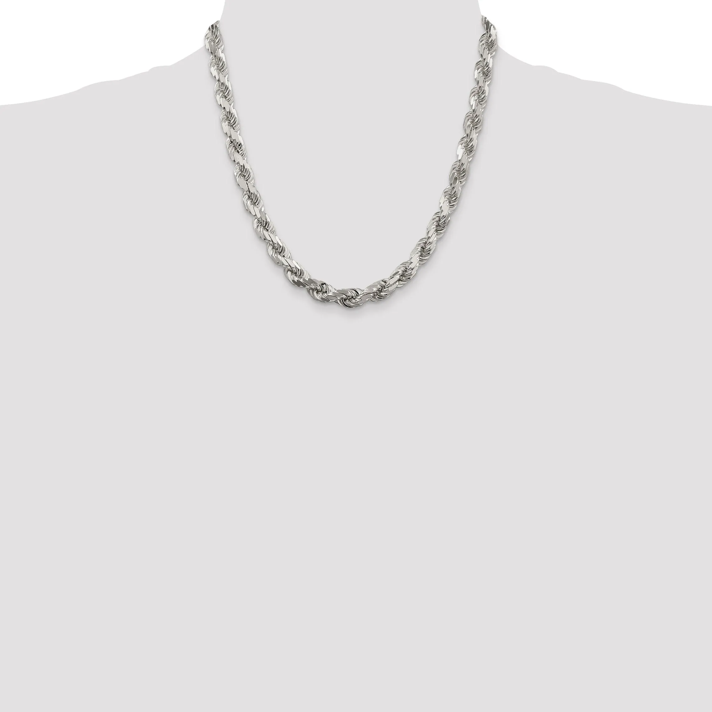Silver Polished D.C 8.00-mm Solid Rope Chain