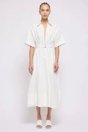 SIMKHAI - Deanna Belted Midi Dress - White