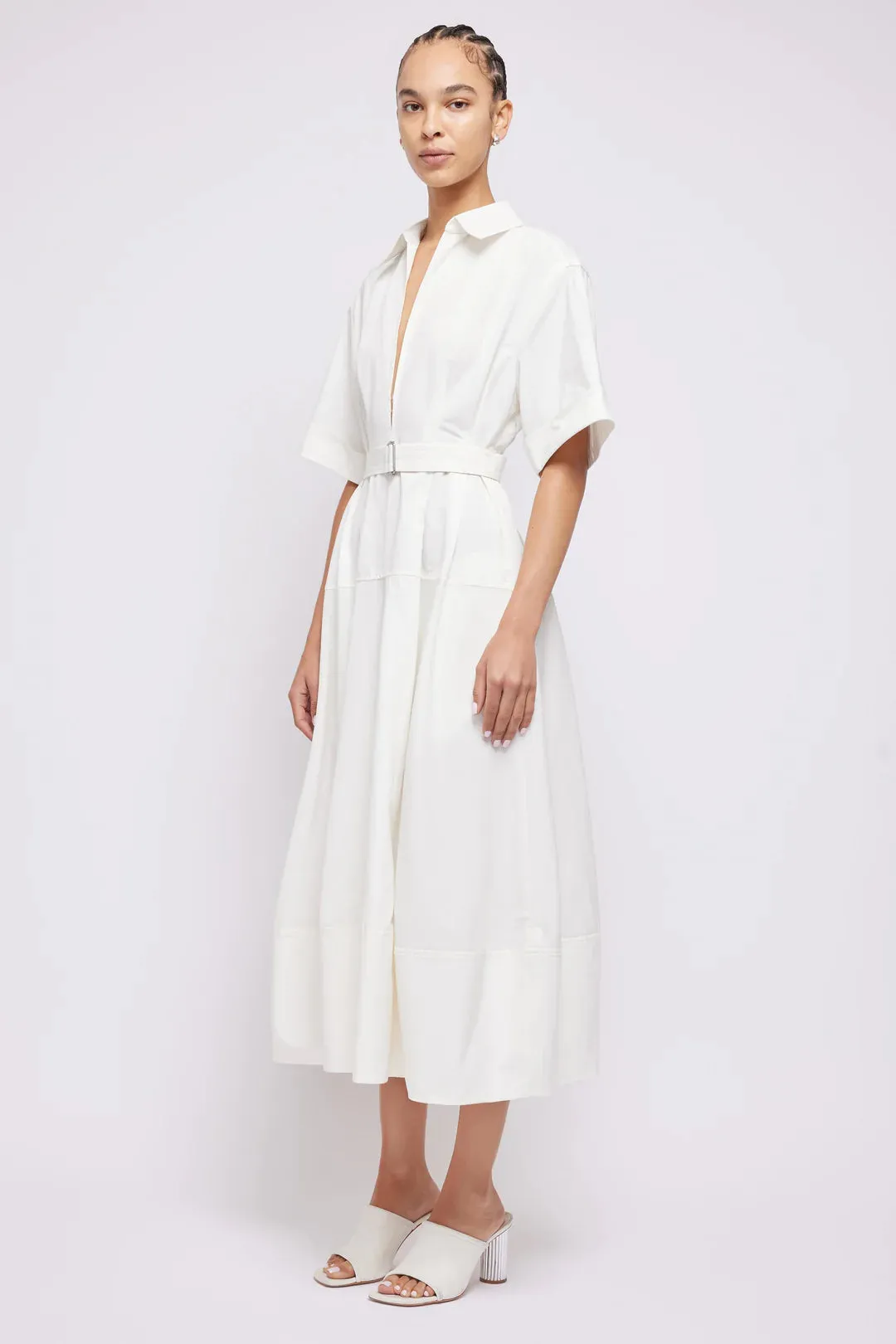 SIMKHAI - Deanna Belted Midi Dress - White