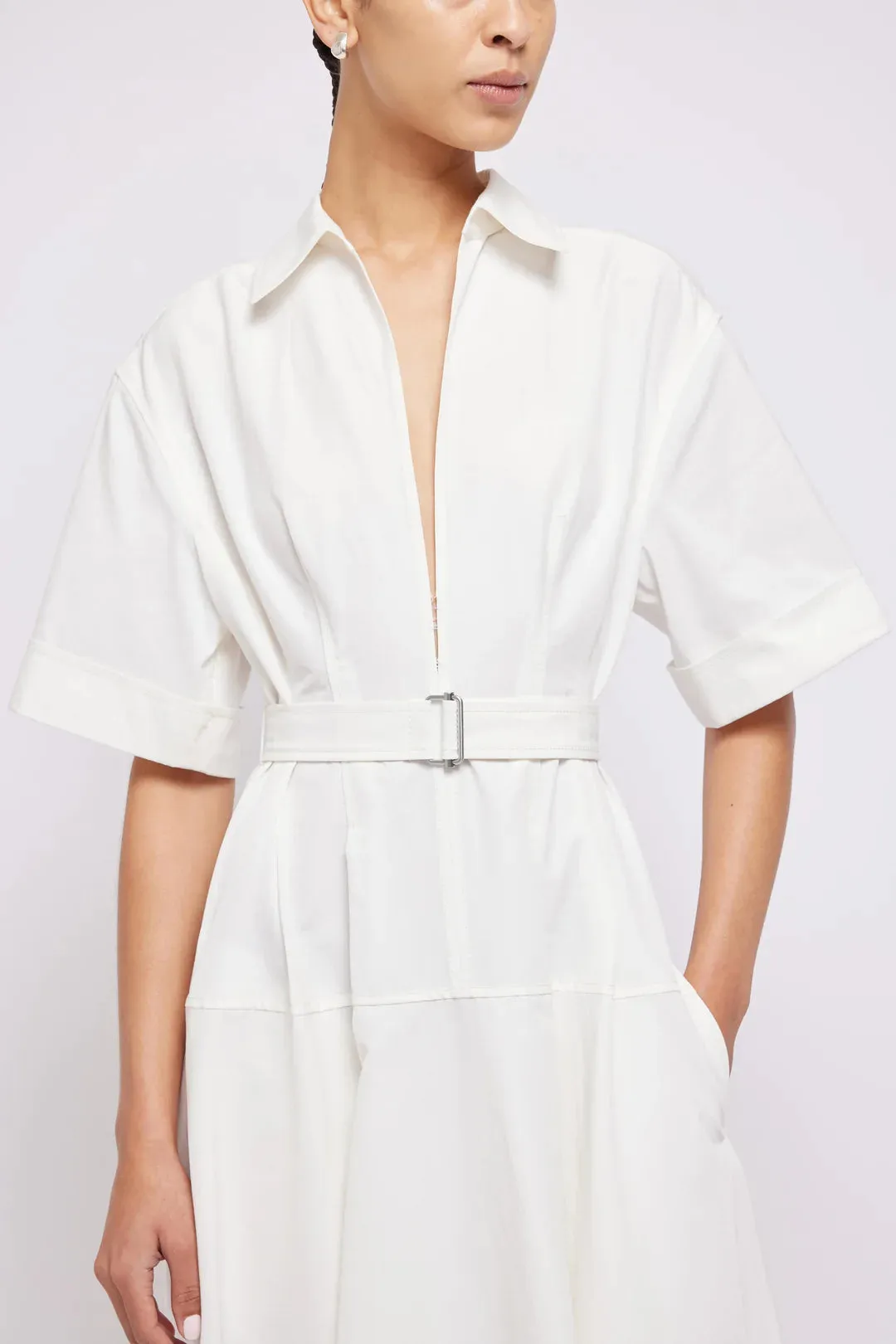 SIMKHAI - Deanna Belted Midi Dress - White