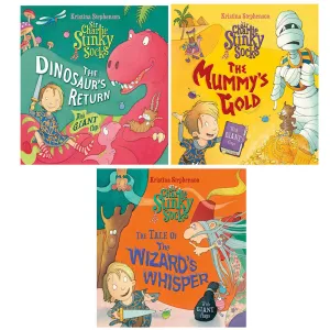 Sir Charlie Stinky Socks Series By Kristina Stephenson 3 Books Collection Set (The Mummy's Gold, Wizard's Whisper,  Dinosaur's Return)