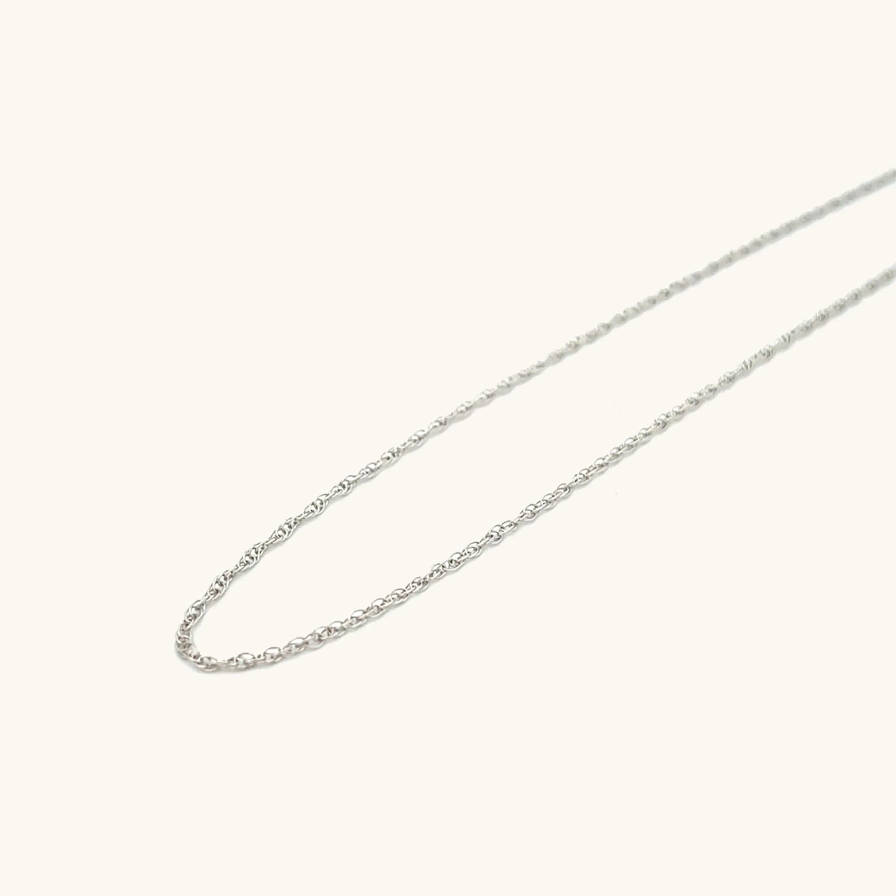 SOLID 14K WHITE GOLD 18" ROPE CHAIN