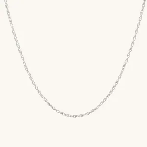 SOLID 14K WHITE GOLD 18" ROPE CHAIN