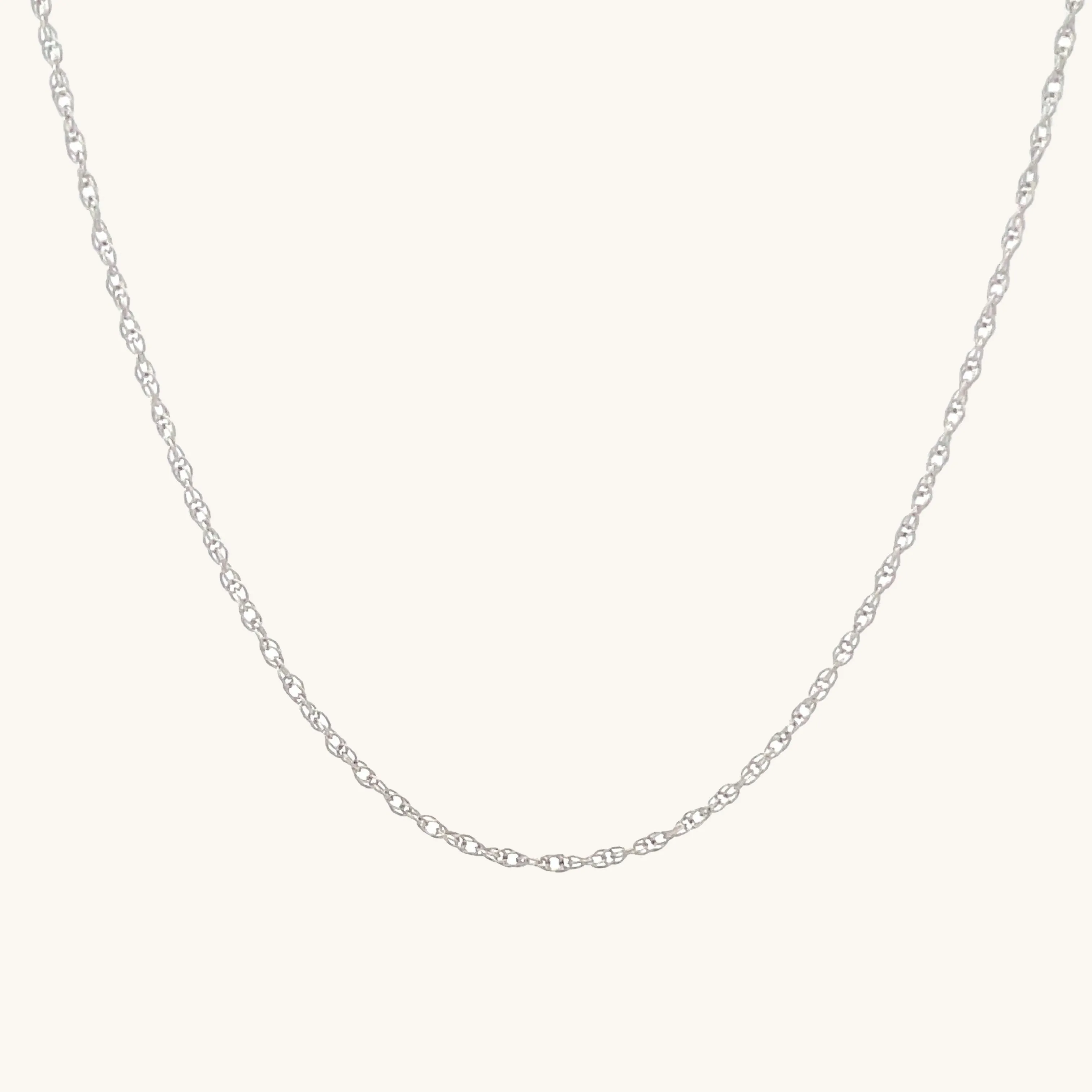 SOLID 14K WHITE GOLD 18" ROPE CHAIN