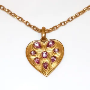 Sonoma Heart with Pink Sapphire Pendant in 20K Peach Gold