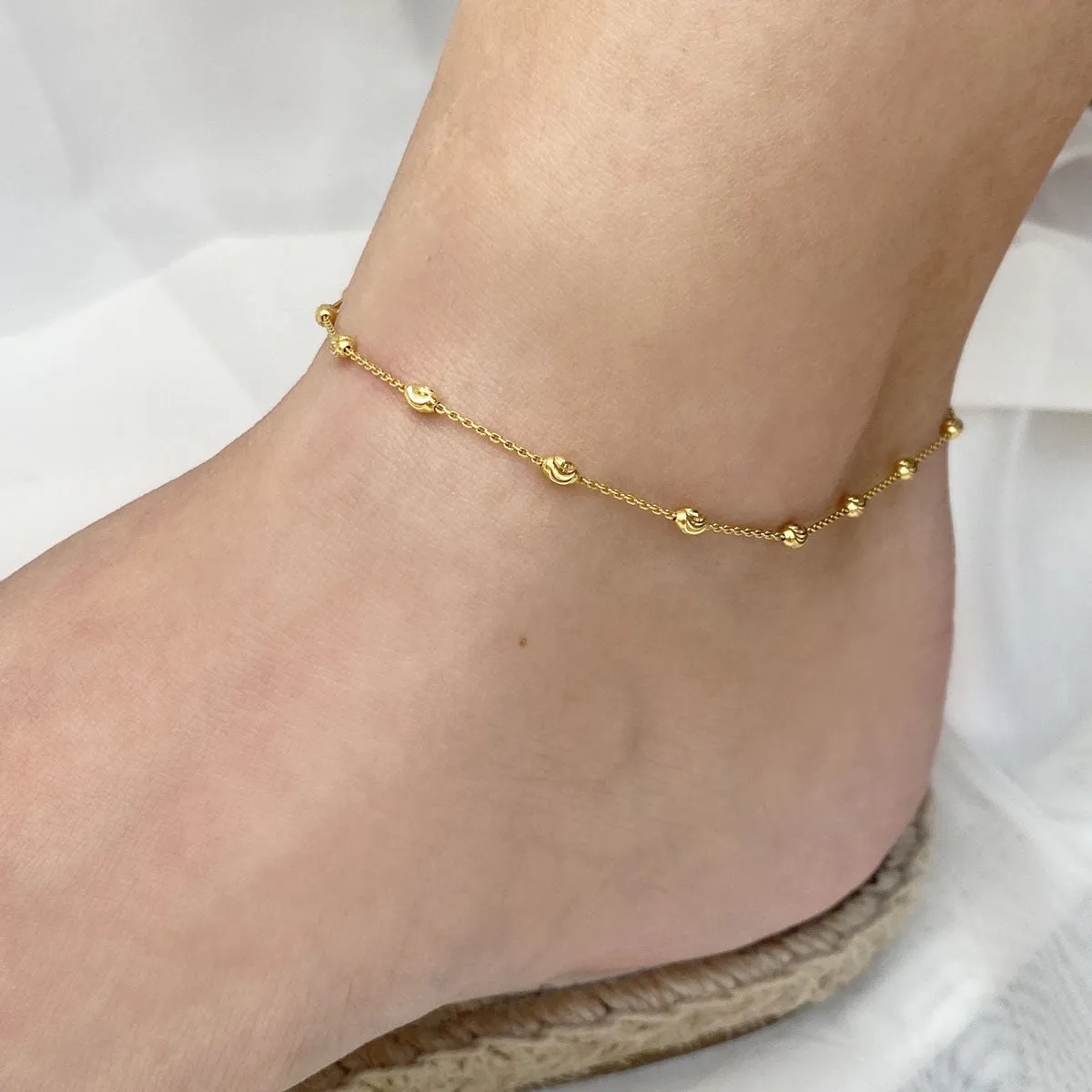 Spaced Mooncut Bead Anklet