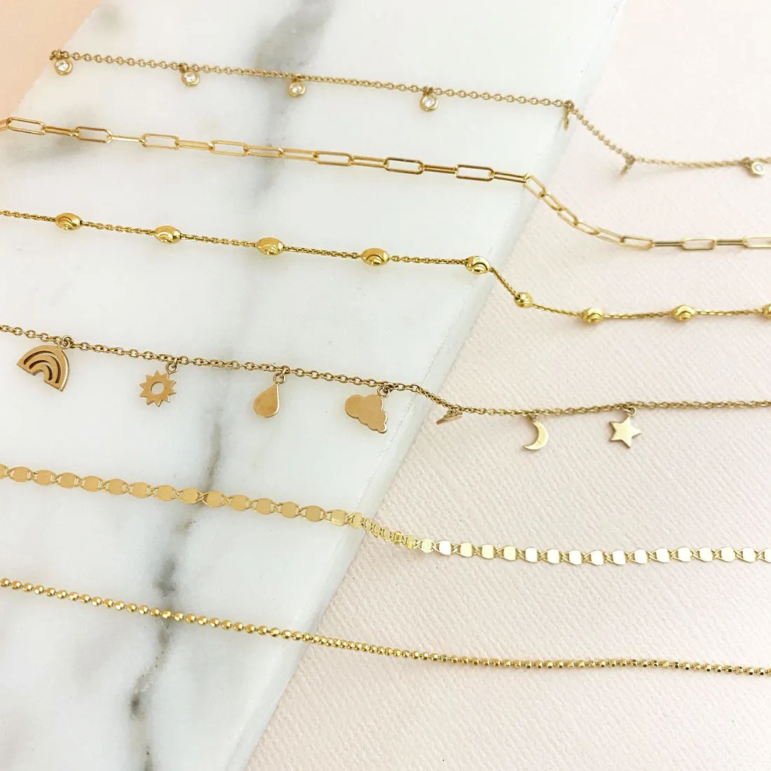 Spaced Mooncut Bead Anklet
