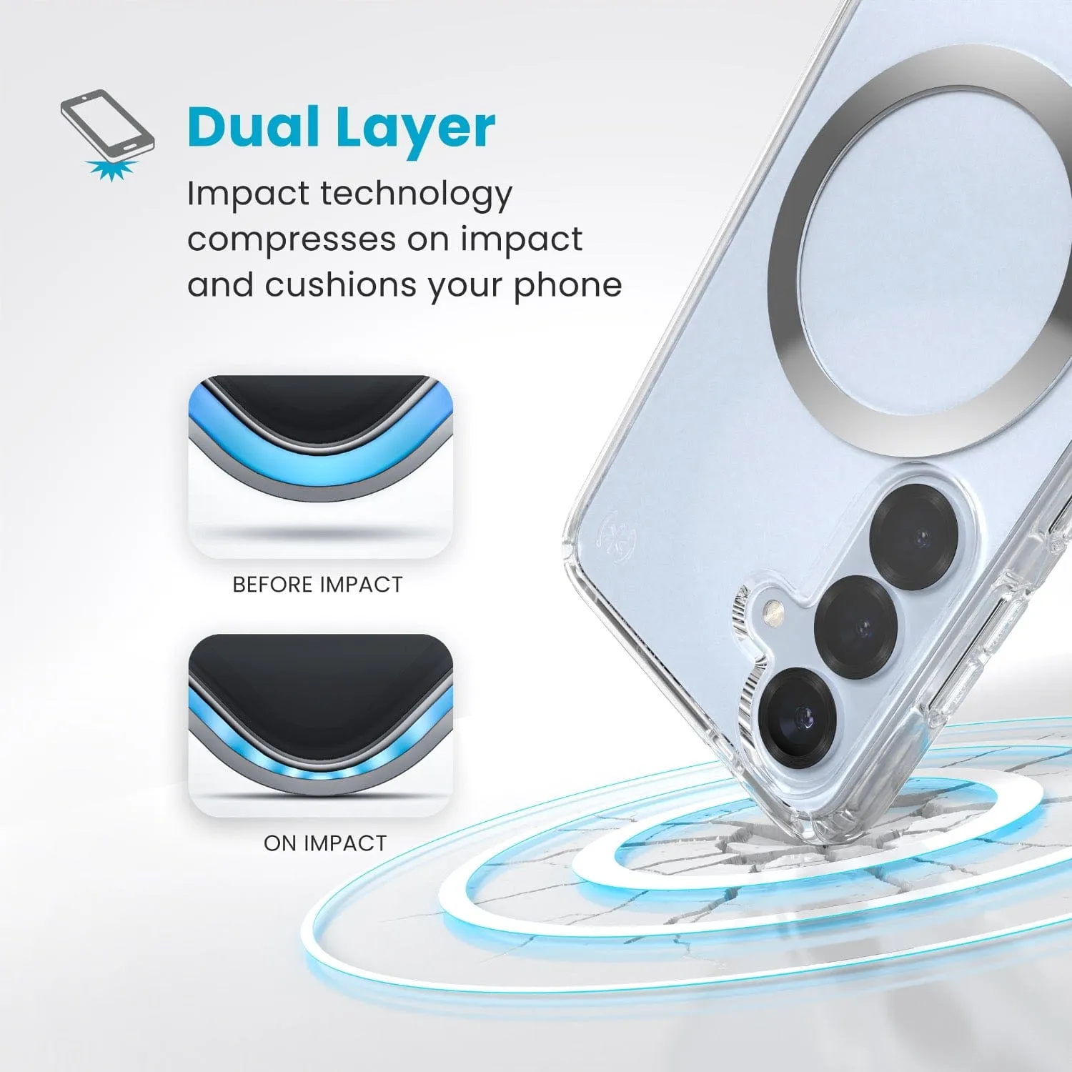 Speck Presidio Perfect Clear Magnet Case for Samsung Galaxy S25  – Clear & Chrome