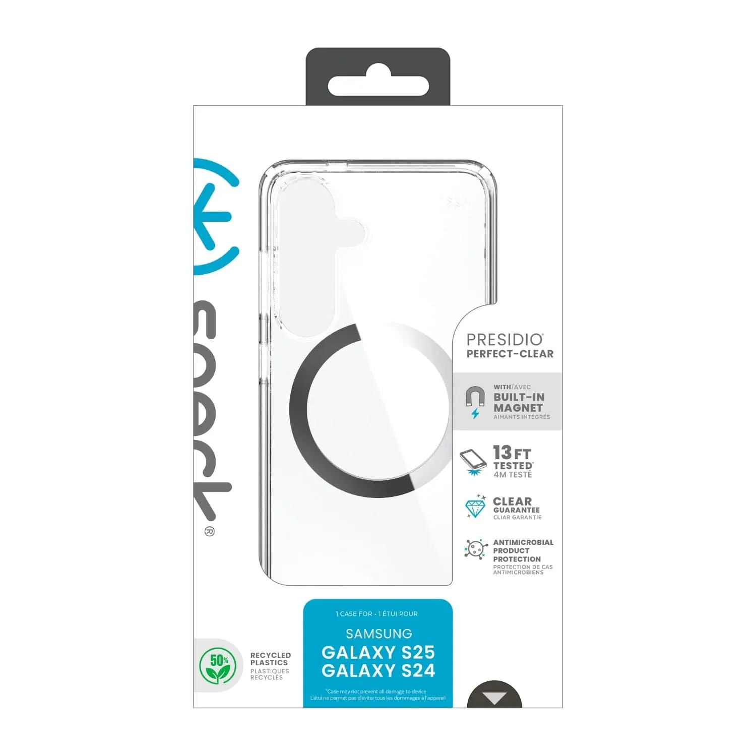 Speck Presidio Perfect Clear Magnet Case for Samsung Galaxy S25  – Clear & Chrome