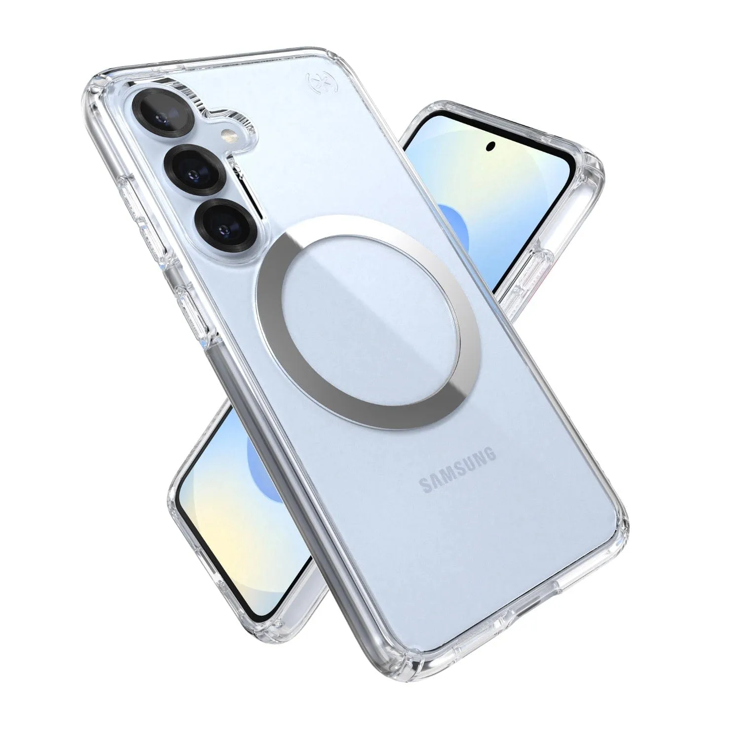 Speck Presidio Perfect Clear Magnet Case for Samsung Galaxy S25  – Clear & Chrome