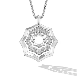 Stax Zig Zag Pendant Necklace in Sterling Silver with Diamonds, 28mm