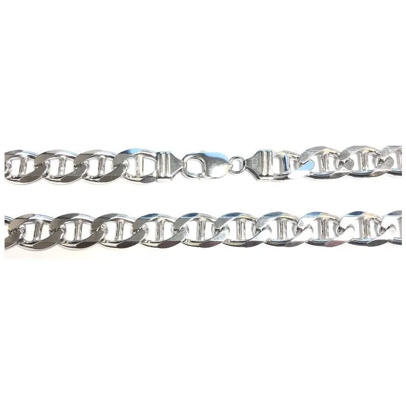 Sterling Silver (10mm) Marine Anchor Link Chain (20" - 26")