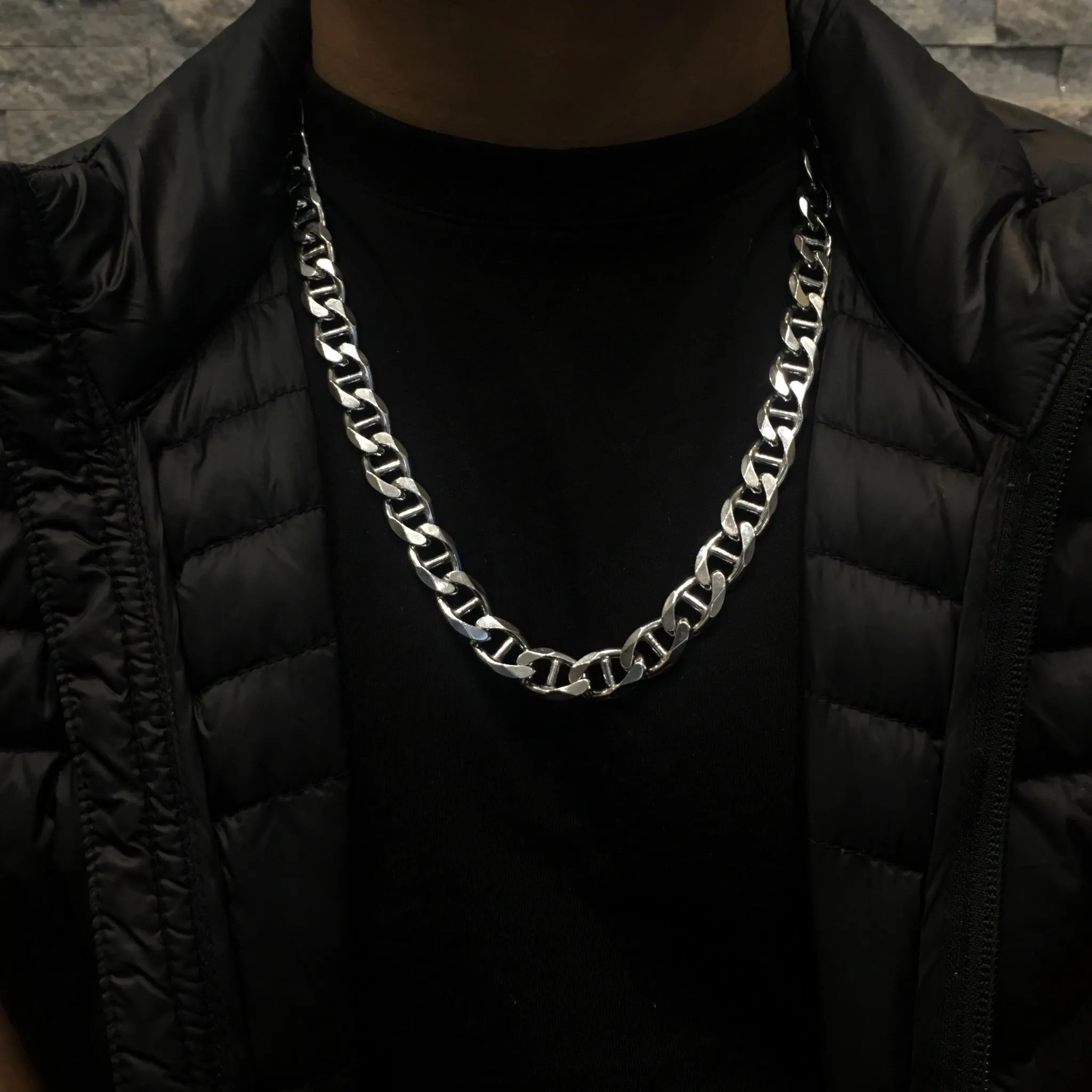 Sterling Silver (10mm) Marine Anchor Link Chain (20" - 26")