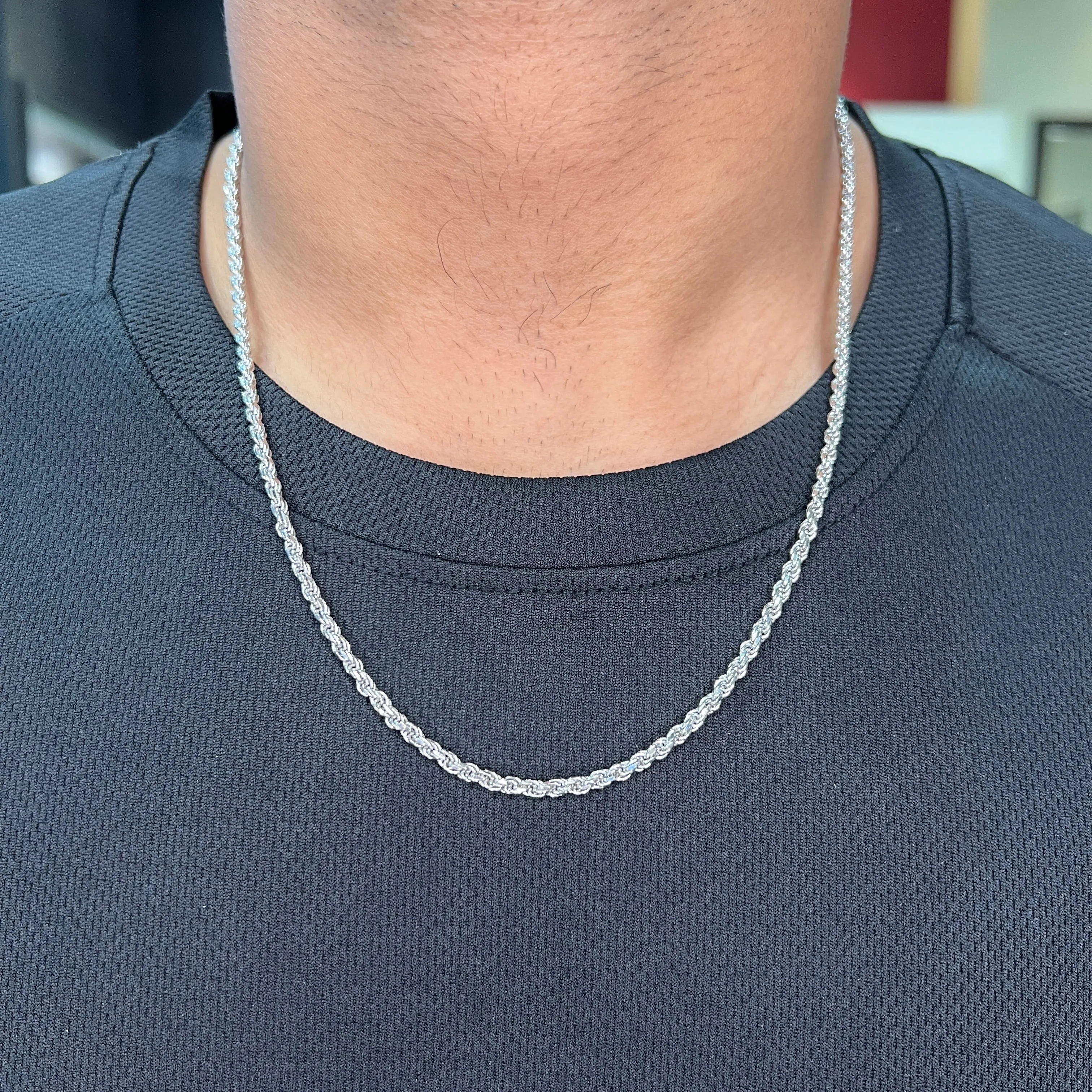 Sterling Silver (2.3mm) Diamond Cut Rope Chains