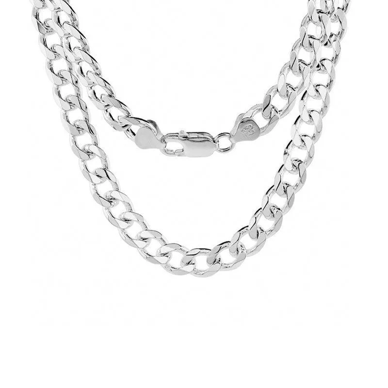 Sterling Silver 24" 7.5mm Italian Men's Curb Link Chain