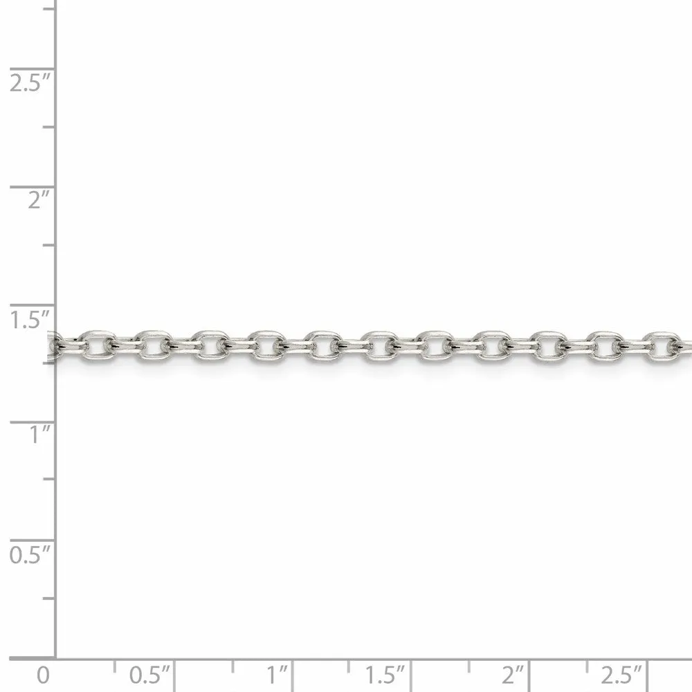 Sterling Silver 3.2mm Oval Fancy Rolo Chain