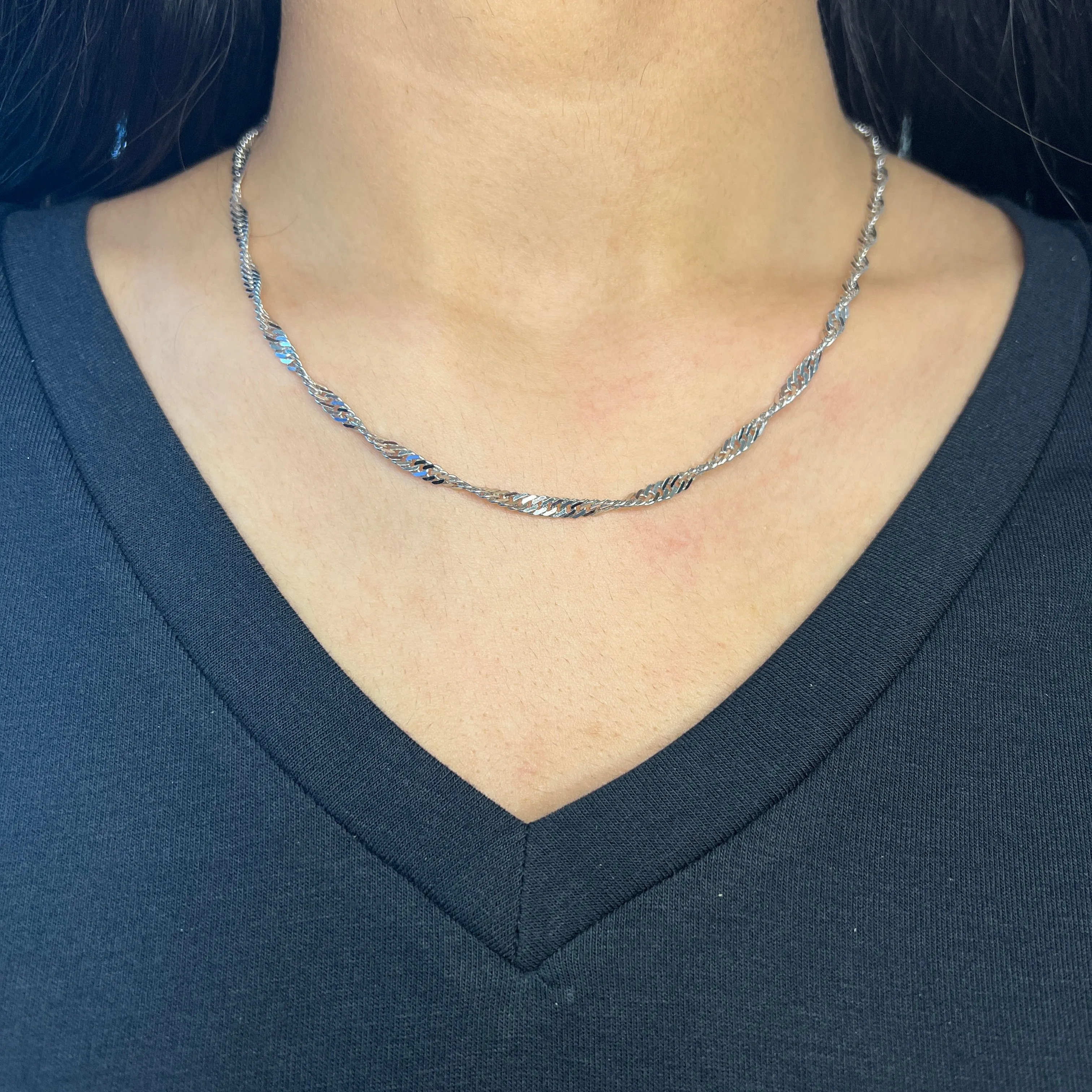 Sterling Silver (3.7mm) Singapore Chains (16in - 30in)