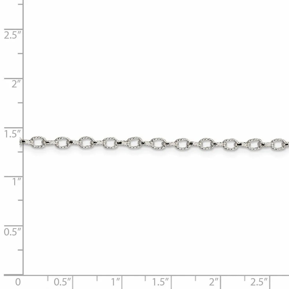 Sterling Silver 3mm Fancy Patterned Rolo Chain
