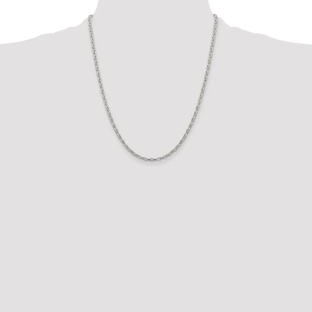 Sterling Silver 3mm Fancy Patterned Rolo Chain