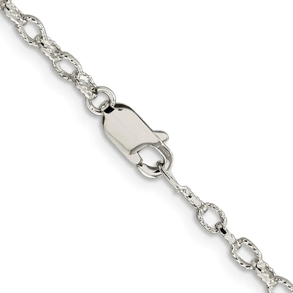 Sterling Silver 3mm Fancy Patterned Rolo Chain
