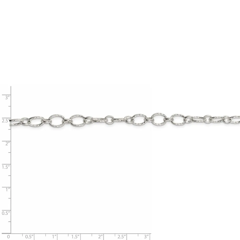 Sterling Silver 6.1mm Fancy Patterned Rolo Chain