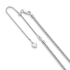 Sterling Silver Adjustable 2.5mm D/C Wheat Chain