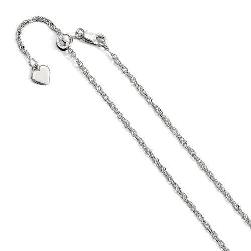 Sterling Silver Rhodium Plated (1.8mm) Ajustable Singapore Chain
