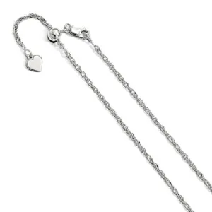 Sterling Silver Rhodium Plated (1.8mm) Ajustable Singapore Chain