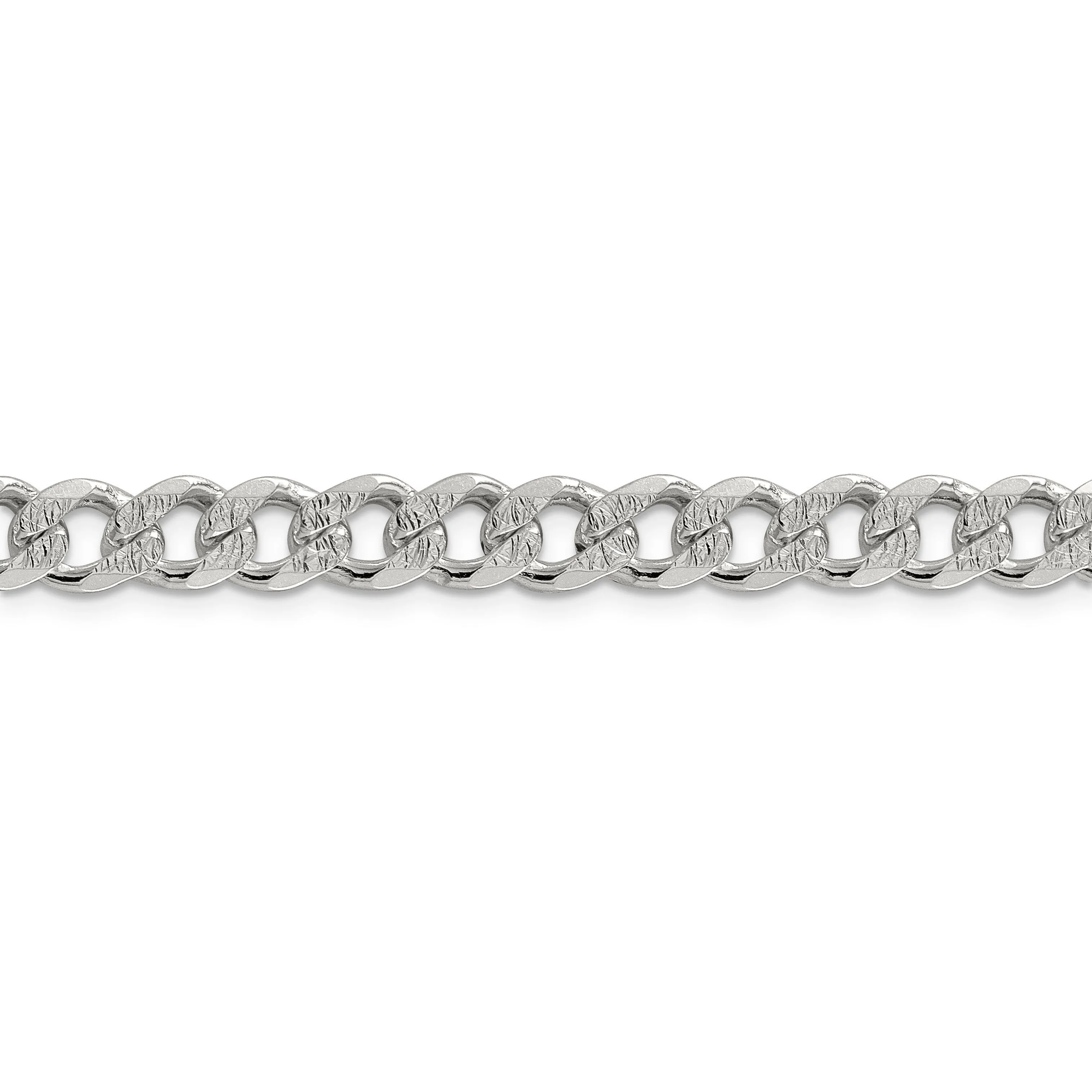 Sterling Silver Solid Pave Link Curb Chain 7.5 MM Wide