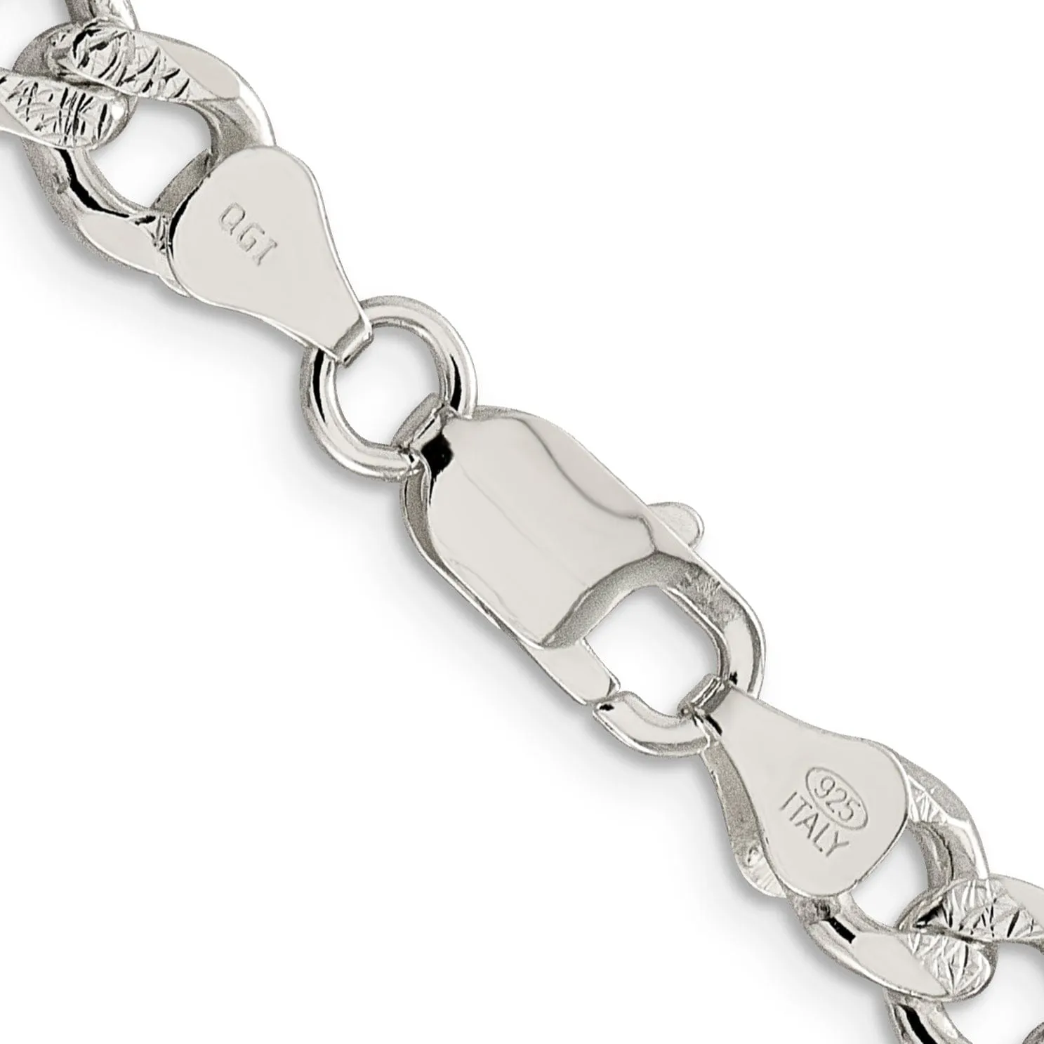 Sterling Silver Solid Pave Link Curb Chain 7.5 MM Wide