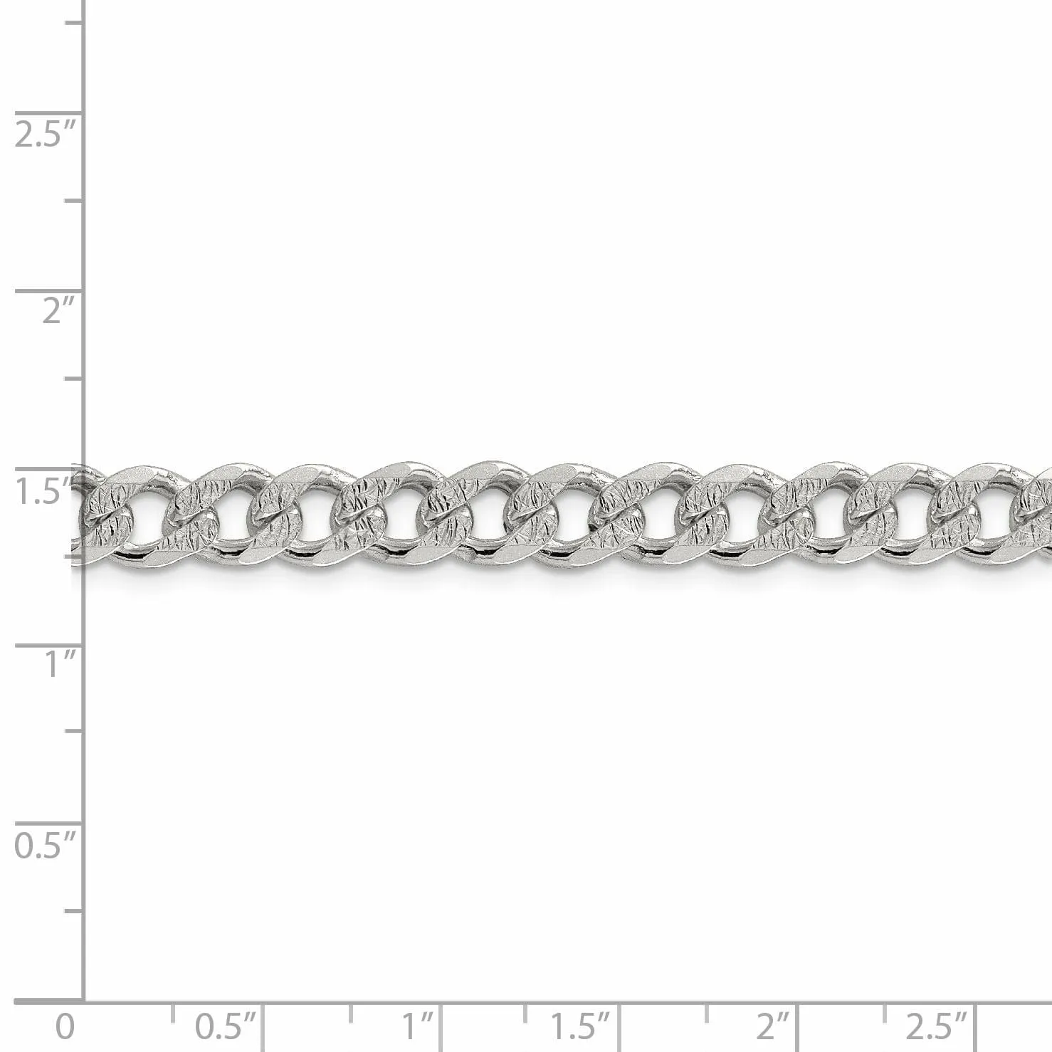 Sterling Silver Solid Pave Link Curb Chain 7.5 MM Wide