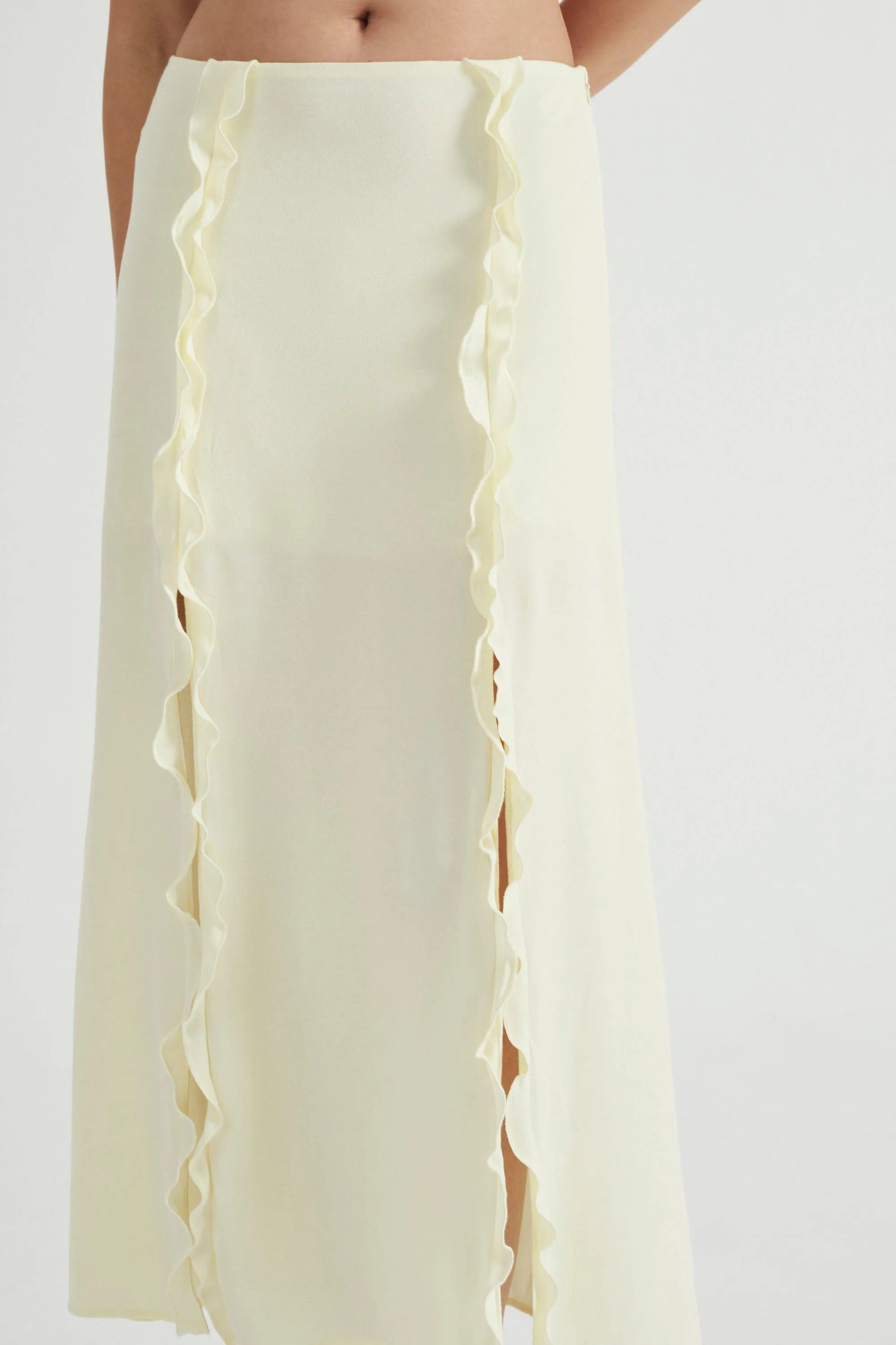 STROKE FRILL MAXI SKIRT | LIMONCELLO