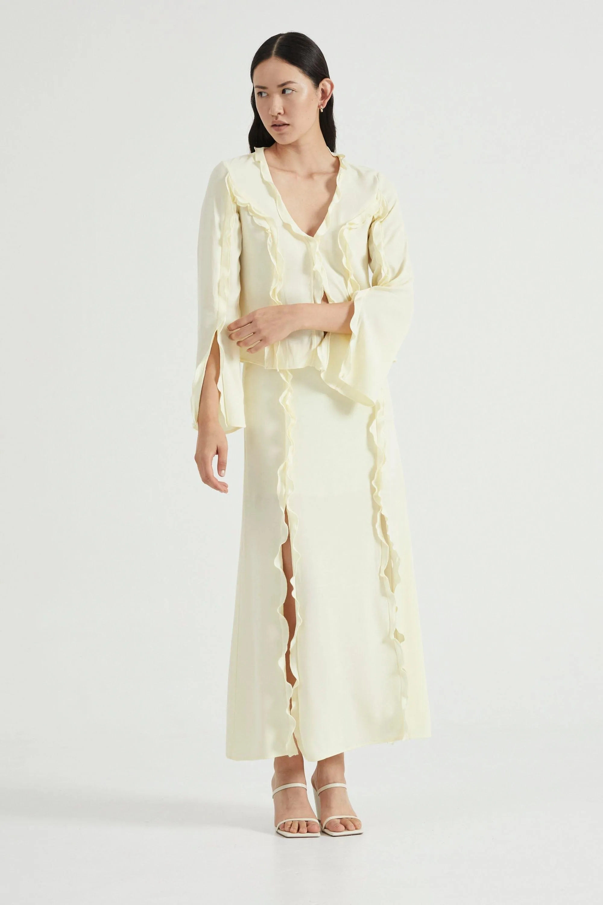 STROKE FRILL MAXI SKIRT | LIMONCELLO
