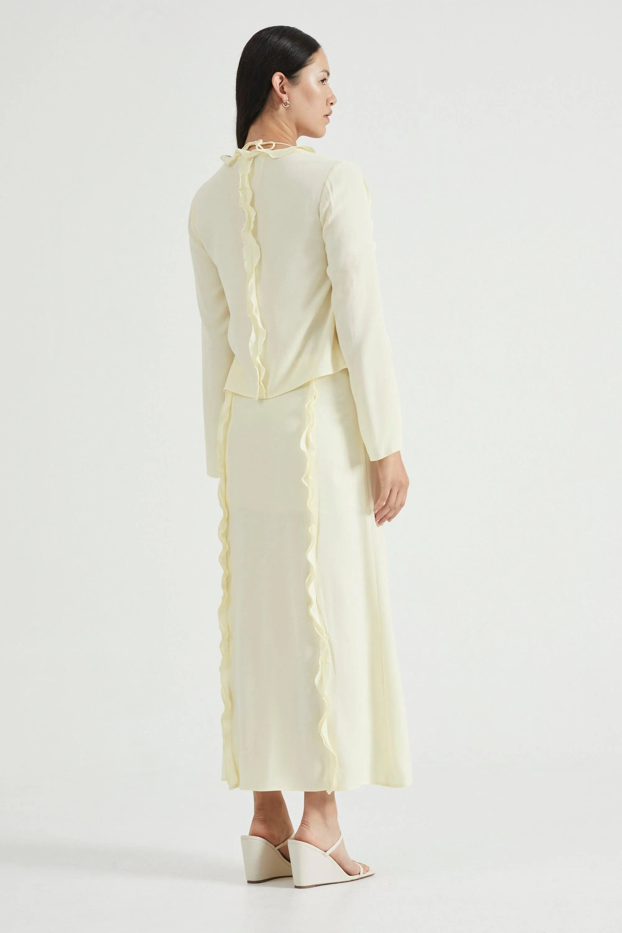 STROKE FRILL MAXI SKIRT | LIMONCELLO