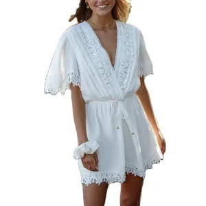 Summer New Sexy V-collar Lace Jumpsuit
