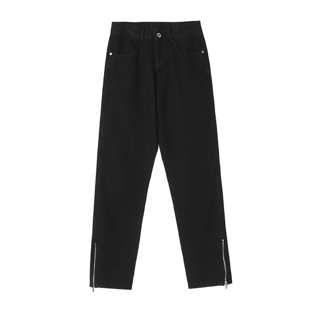 Symbol Print Straight Jeans
