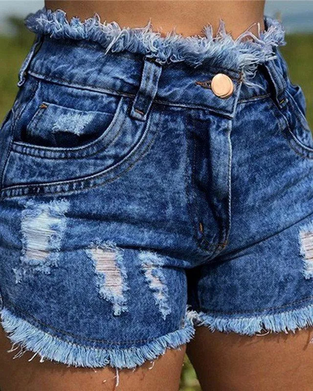 Tassel Hole Short Jeans
