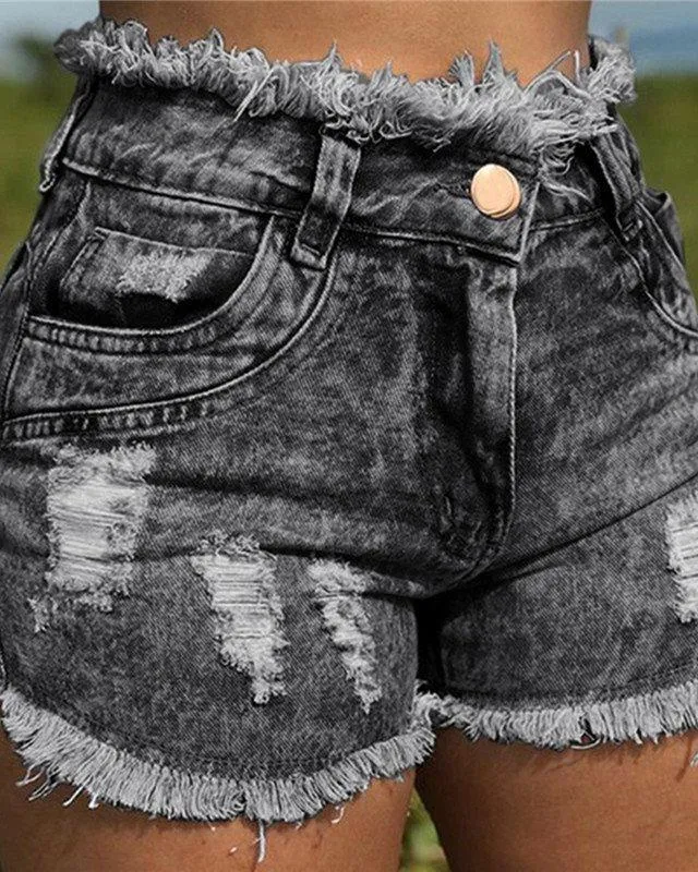 Tassel Hole Short Jeans
