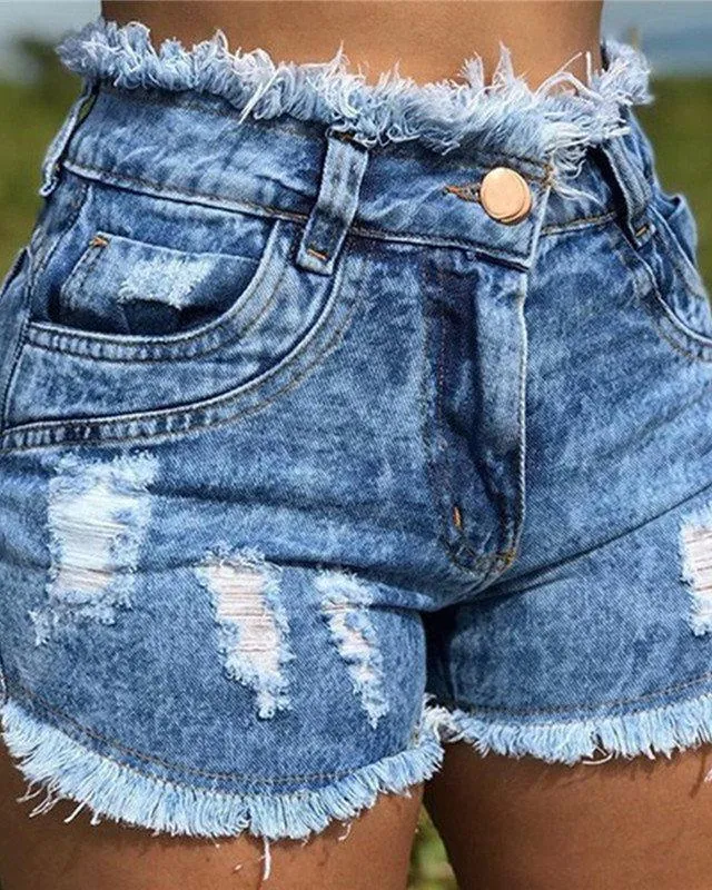 Tassel Hole Short Jeans
