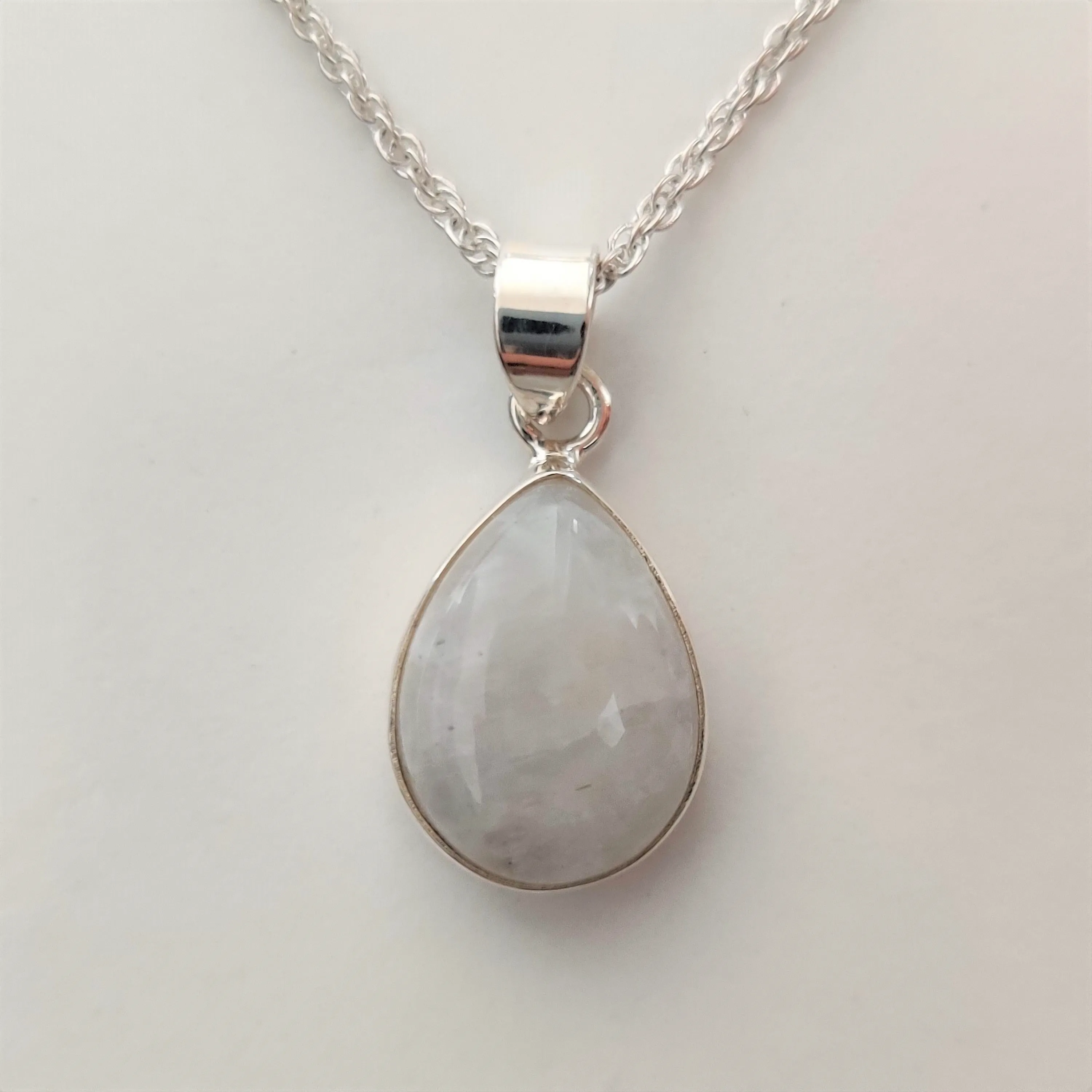 Teardrop Moonstone 925 Sterling Silver Pendant