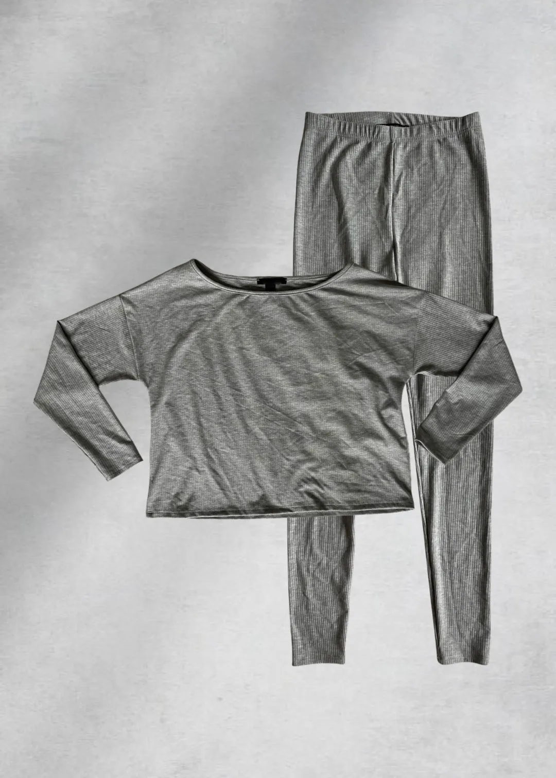 Thalia Ribbed Two-Piece Lounge Set - Grey